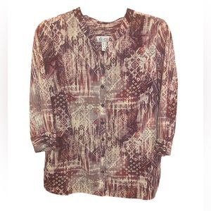 Denim & Co. Tribal Patchwork Printed Blouse